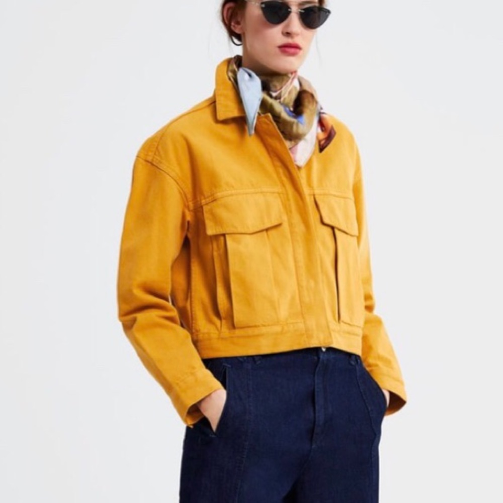 Boxy mustard Zara denim jacket size S